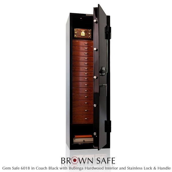 Brown Safe Luxusný trezor na šperky GEM 6018 Coach Black/Bublinga