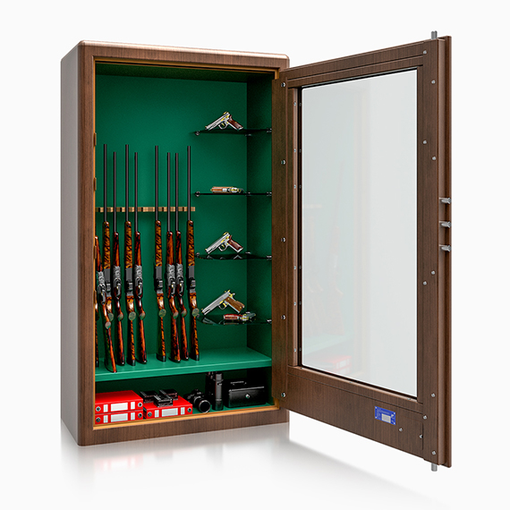 Luxusní prosklená skříň na jedenáct zbraní Cicogna kombi, wood line