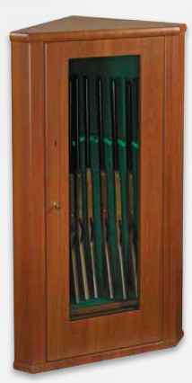 Luxusná presklená rohová skriňa na osem zbraní Principe, wood line